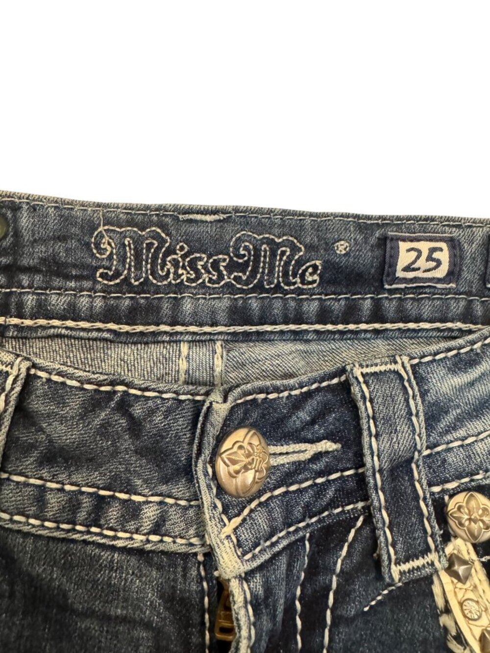Miss Me Womens Bootcut Jeans Size 25 Studded Embellished Pockets - Picture 4 of 7